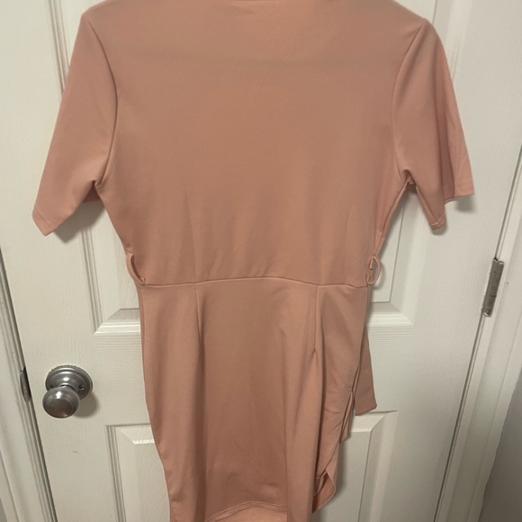 Asymmetrical Hem Belted Fitted Dress - Picture 3 of 3